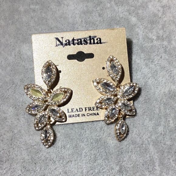 Natasha Crystal Cluster Drop Earrings (G1) - Picture 1 of 5